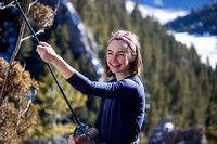 Hazel Cramer belaying at Rattler Gulch